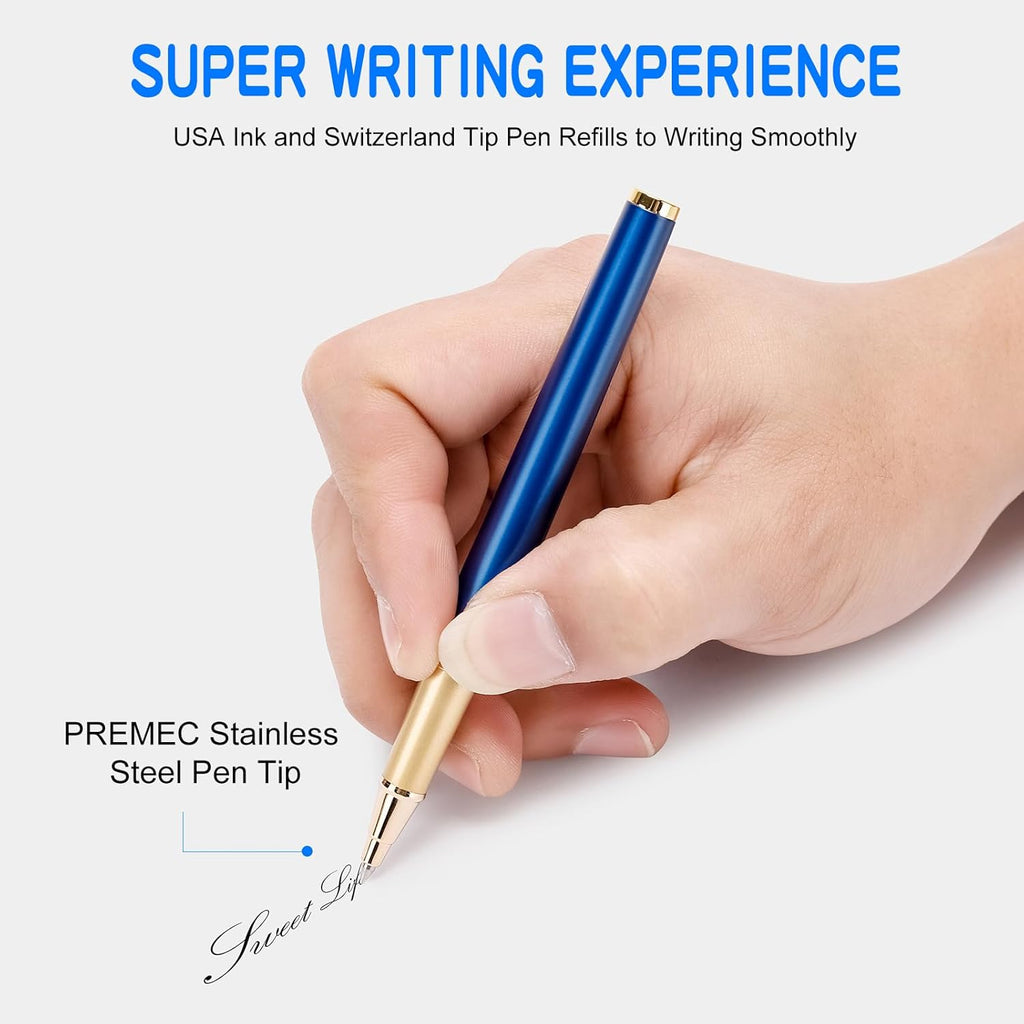 Nice Rollerball Pens with Real 24K Finish- Fancy Roller Ball Point Pens for Writing Journaling Note Taking Signature, Luxury Pen for Men Women Writers Christmas Graduation Gifts