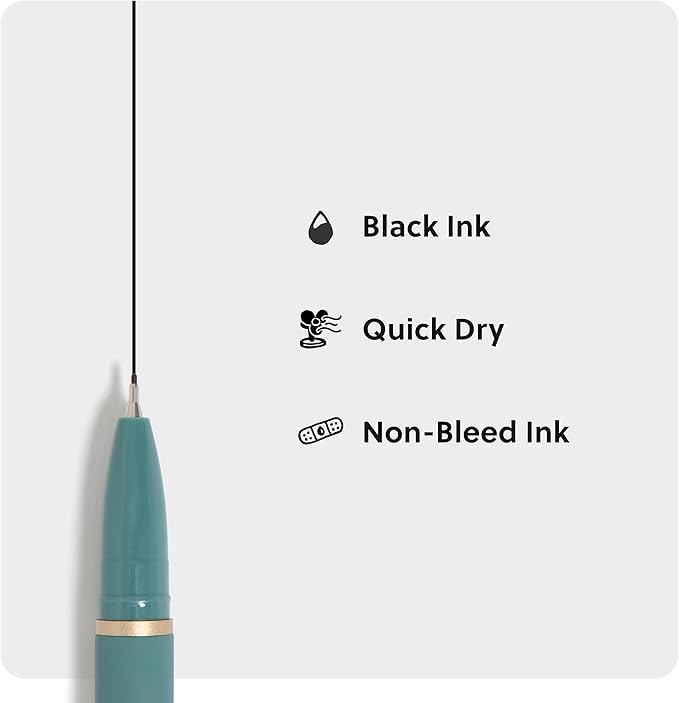 U Brands Catalina Felt Tip Pens, Set of 3, Soft Dye Colors and Soft Touch Finish, Medium (0.7 mm) Point, Black Ink