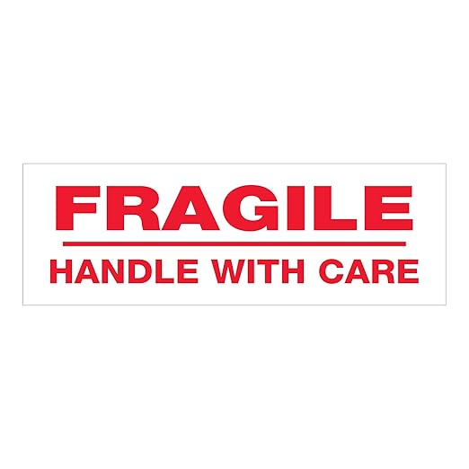 Aviditi Tape Logic 2 Inch x 110 Yard 2.2 Mil Red/White, Heavy Duty Packing Tape, "Fragile Handle with Care" 18 Pack, Perfect for Packing, Shipping, Moving, Home and Office