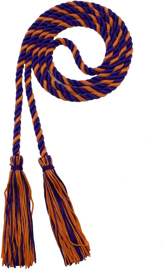 Tassel Depot Graduation Honor Cord - Purple/Orange - Every School Color Available - Made in USA
