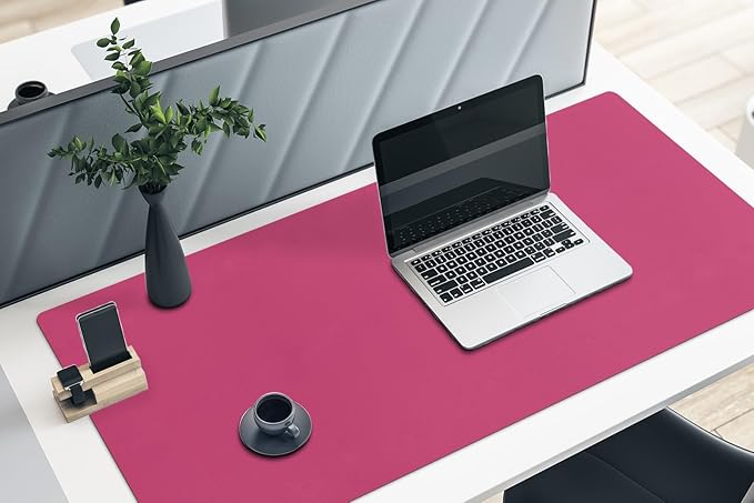 Boutilon Leather Desk Pad 47"x 24" Non-Slip Mouse Pad,Business Desk Pad,Extended Table Protector for Keyboard and Mouse,Desk Writing Pad for Office Home Working Decor (XXXL-Rose Pink)