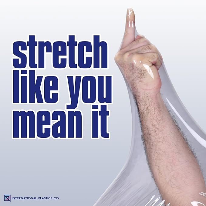 80 Gauge Plastic Stretch Film/Wrap with Tension Handles 1200ft 500% Stretch Clear Cling Durable Adhering Packing Moving Packaging Heavy Duty Shrink Film (18", 1)