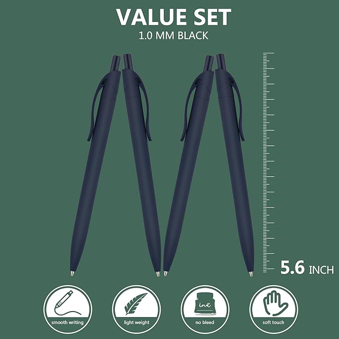 deegtran Pens Bulk, 200 Pack No Bleed Blue Barrel Click Pens, Wholesale Retractable Ballpoint Pens, Pens Medium Point, Smooth Ink Pens, 1.0MM Black Ink