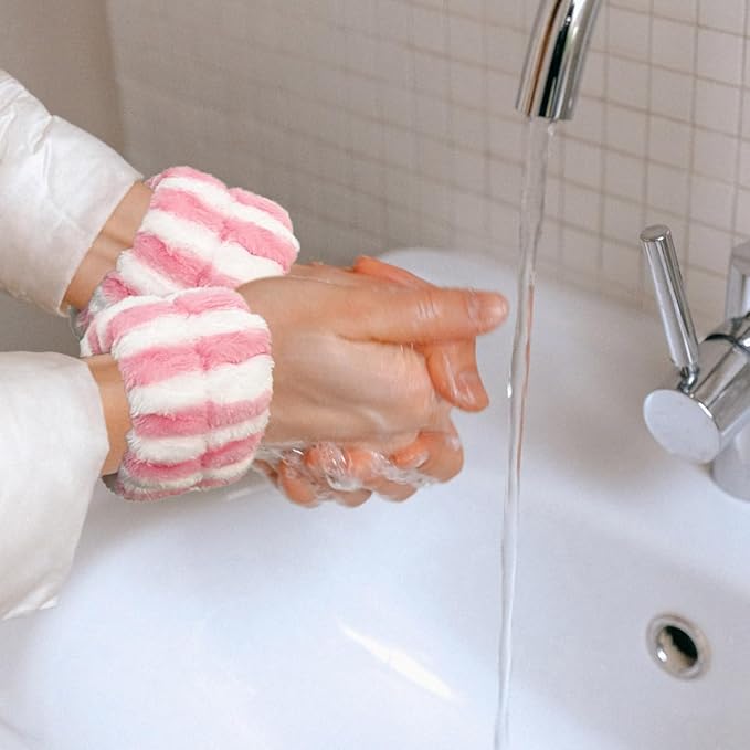 2 Pairs Wrist Washband for Women Washing Face, Wrist Spa Washband Absorbent Wristbands, Prevent Liquids from Spilling Down Your Arms