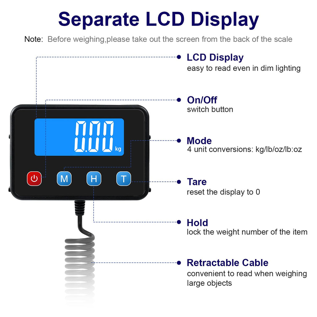 Digital Shipping Postal Scale 0.5 oz High Accuracy！440lb Commercial Weight Scale for Package, Small Business, Mail, Warehouse, Home, Battery & Charging Cable Included