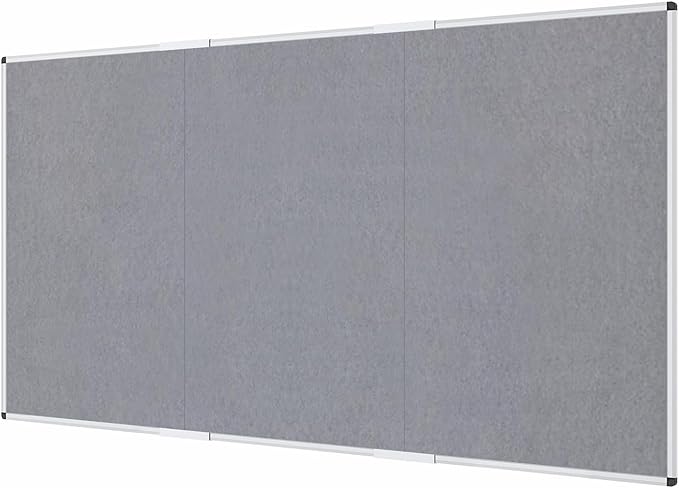 VIZ-PRO Large Fabric Bulletin Board/Foldable Notice Board Felt Gray, 96 X 48 Inches, Silver Aluminium Frame