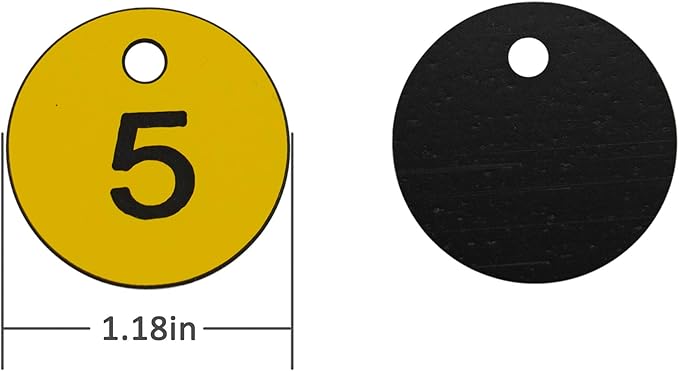 StayMax Plastic ID Number Tags Engraved Tags Key Tags Without Key Rings (101-200, Yellow)