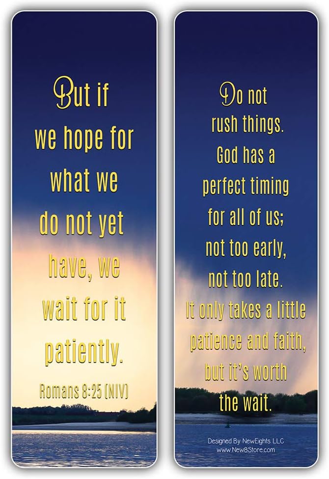 NewEights Famous Verses and Quotes on Patience Bookmarks (12-Pack) – Daily Motivational Card Set – Epic Collection Set Book Page Clippers – Cool Gifts for Men, Women – Bible Verses Sayings