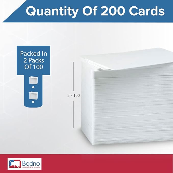200 Pack - Bodno Premium CR80 30 Mil Graphic Quality PVC Cards