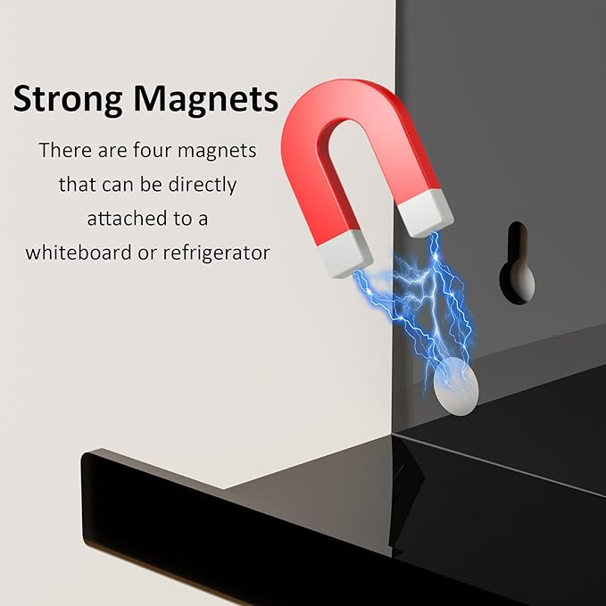 Acrylic Black Whiteboard Magnetic Marker Holder,Wall Mounted Dry Erase Whiteboard Marker Holder Stand Acrylic Magnet Pen Holder for Fridge Refrigerator for School Office Home (Black, 2)