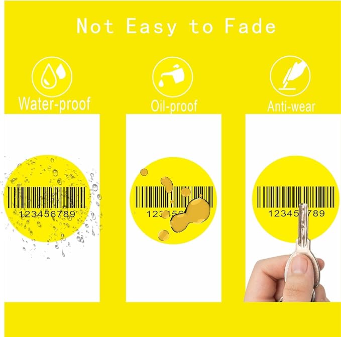 Hybsk 3 inch Circle Color Direct Thermal Stickers Shipping Labels for Barcodes,Name Tag,DIY Logo Design,QR Code,Inventory– Compatible with Zebra,Rollo,Munbyn,and More-350 pcs (3 inch,Yellow)