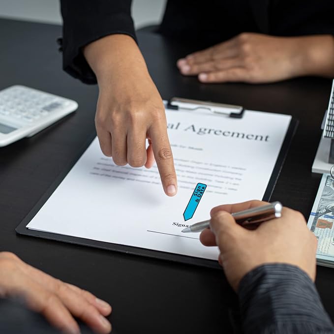 Teling 2000 Pcs/ 20 Packs Sign Here Sign Date Tabs Stickers Colored with Dispenser Arrow Flag Tabs with Dispenser Easy to Post for Notary Books Paper(Classic Style)