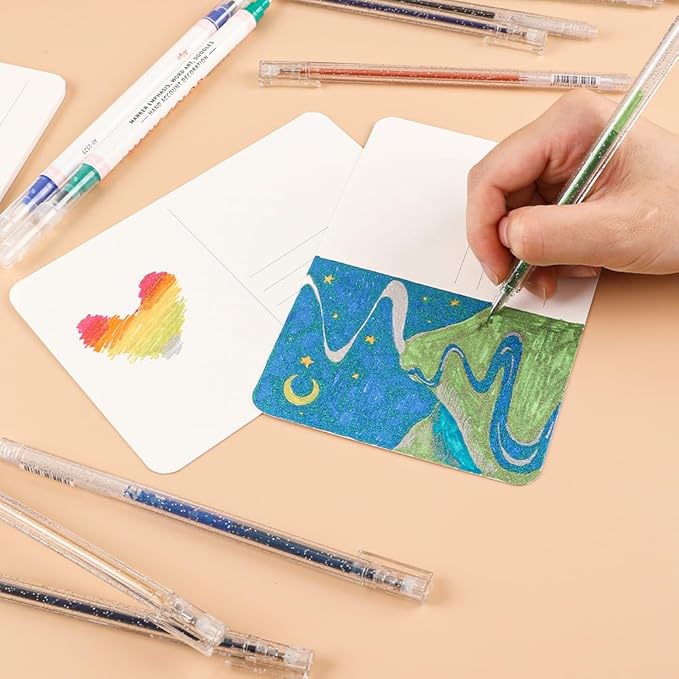 Grabie Glitter Gel Ink Pens, Vibrant Glitter Gel Pens Set, Spark Your Creativity with Every Color of the Rainbow (18 Colors Capped Glitter Gel Pens)