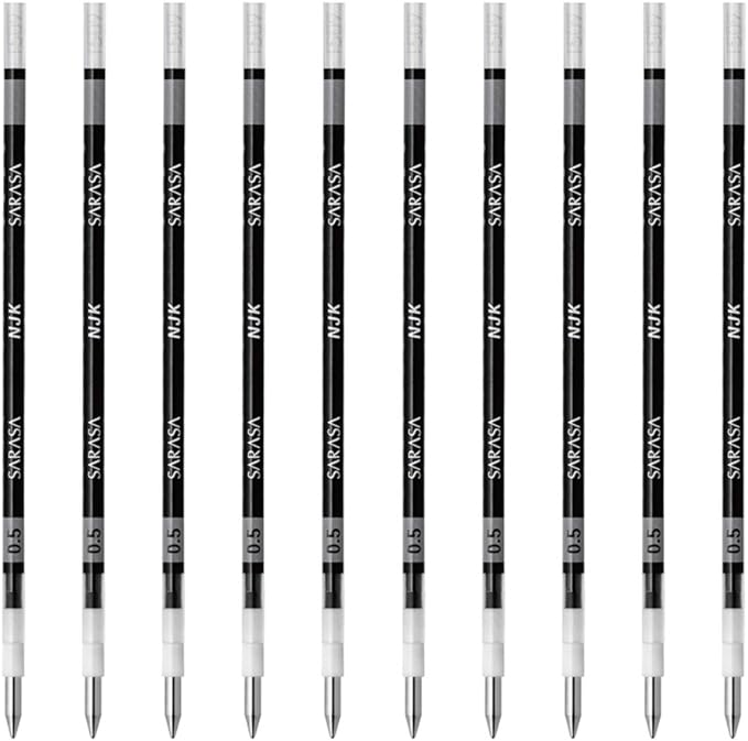 Zebra Ballpoint Pen Refill, Sarasa, NJK-0.5 Lead, Black, 10 Count BRNJK5BK