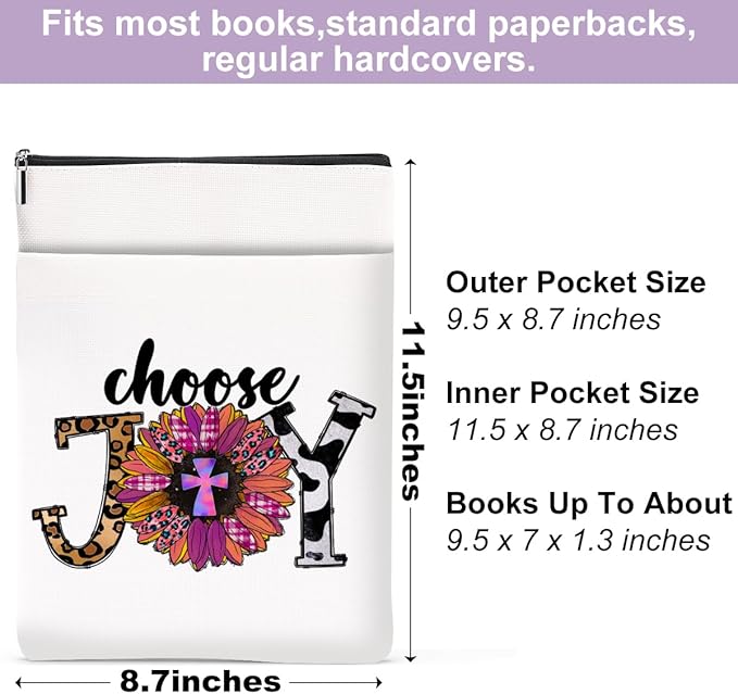 Inspirational Western Faith Christian Gifts Book Sleeve Book Cover Religious Cowgirl Accessories for Women Teacher Colleague Graduation Christmas Birthday Book Lovers Gifts Book Protector with Zipper