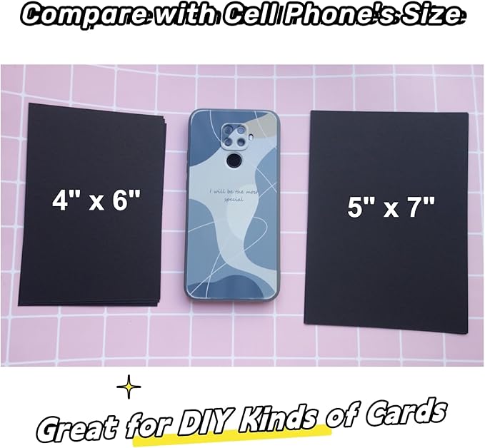 Baisunt 50 Pack 5x7 Black Cardstock Paper Blank Thick Heavyweight 92lb Card Stock for Making Greeting Cards, Invitations cards, Photos, Postcards