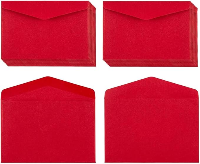 120 Pack Mini Envelopes Red Envelopes Small Self-Adhesive Kraft Paper Envelopes Tiny Pockets for Valentine's, Christmas, Holiday Small Gift Cards Invitations Business Notes(4.13"×2.76") (Red)