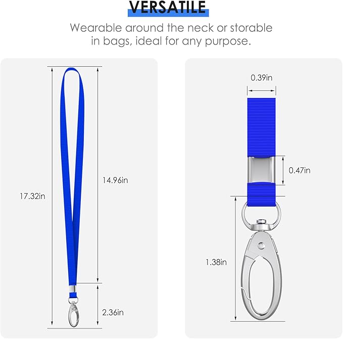 10 Pack Lanyards for ID Badges, Cruise Ship Cards, Keys, Keychain, Long-lasting Neck lanyard Strap with Clasp, Cruise Badge Key Lanyards for Men, Women, Teachers, Kids (Bright Blue)