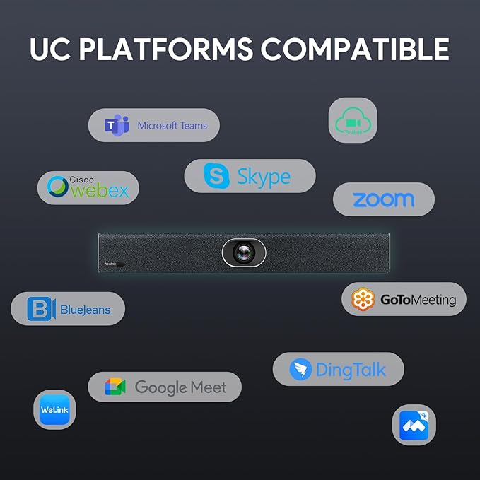 Yealink UVC40 4K 60FPS USB Video Conference Camera, Teams Zoom Certified,133° Wide Angle Webcam with 8 Microphones and Speakers, Audio and Video Conferencing System for Small and Huddle Rooms USB-A