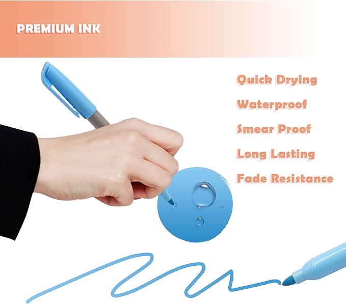 TOWON Permanent Markers 72 Assorted Colors - Waterproof Colored Pens Set 45 Fine Tip, 8 Ultra Fine, 8 Chisel Tip, 6 Neon, 5 Metallic Markers Home Office School Supplies for Kids, Adults Coloring