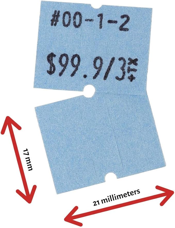 Perco 2 Line Blue Labels - 8 Rolls, 1 Sleeve, 6,000 Blank Price and Date Gun Labels for Perco 2 Line Price and Date Guns - Made in USA