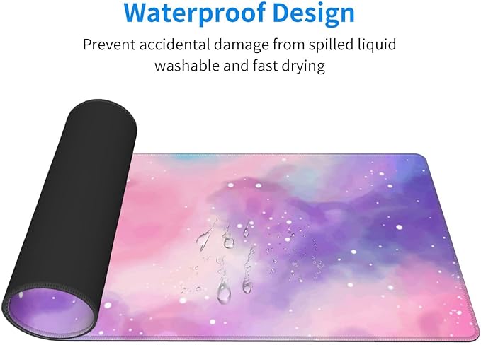 Extended Gaming Mouse Pad, Large Gaming Mouse Waterproof with Stitched Edges, Non-Slip Desktop Pad for Home and Office, Level Up Your 31.5x11.8 Inch… (Iridescent Cloud)