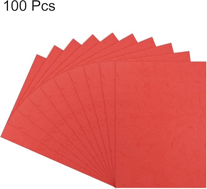 MECCANIXITY 100pcs A4 8-1/2 x 11.5 Inch Presentation Binding Covers Letter Size Leather Textured Grain Paper Un-Punched for Business Reports, Red