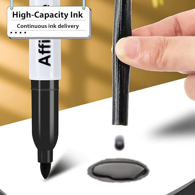 Permanent markers, 100 packs permanent markers bulk, quick drying in one second, waterproof, smooth, not easy to erase, durable, can be marked on glass, tiles and cloth, office supplies …