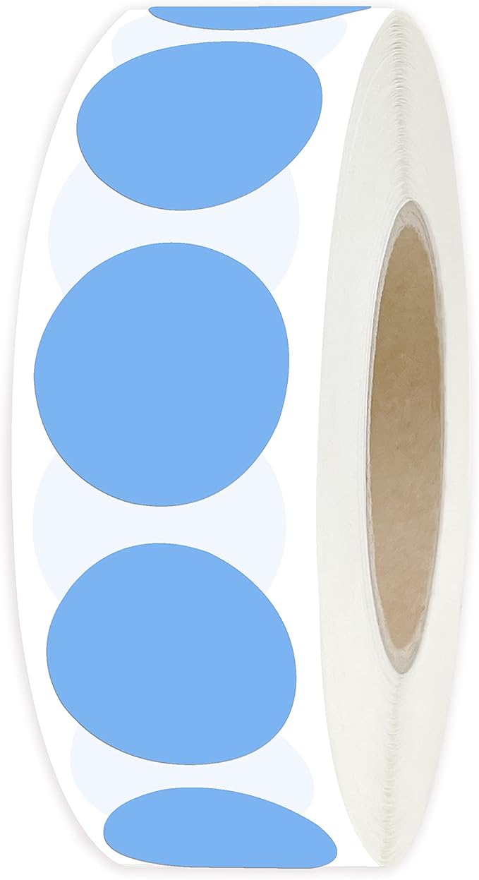 PARLAIM 0.75" Round Color Coding Circle Dot Labels in Roll, 1000 Stickers per Dispenser Box, 3/4" Diameter for Garage Sale, Light Blue