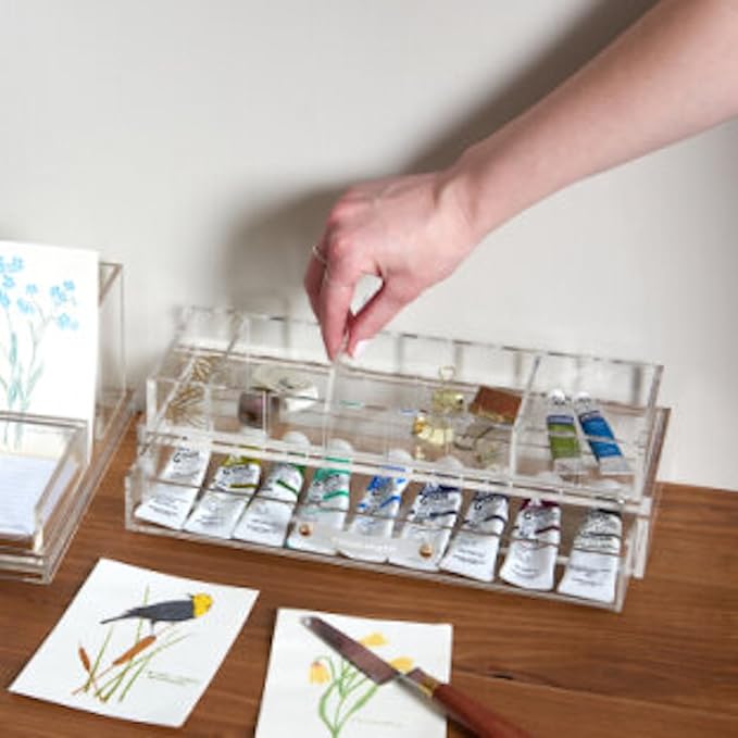 russell+hazel Acrylic Compartment Bloc, 12” x 4”, 3 Moveable Dividers, 1 Count, 98141