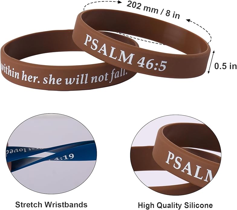 QEERBSIN Bible Verses Bracelets Motivational Christian Rubber Bracelets Faith Hope Wristbands Bracelets for Men Women Teens