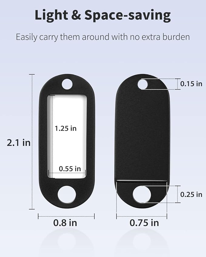 Uniclife 10 Pieces Key Tags 2 Inch Soft Plastic Key Chain Tags with Blank Paper Labels Clear Windows Protective Films and Split Rings Flexible Item Identifiers, Black