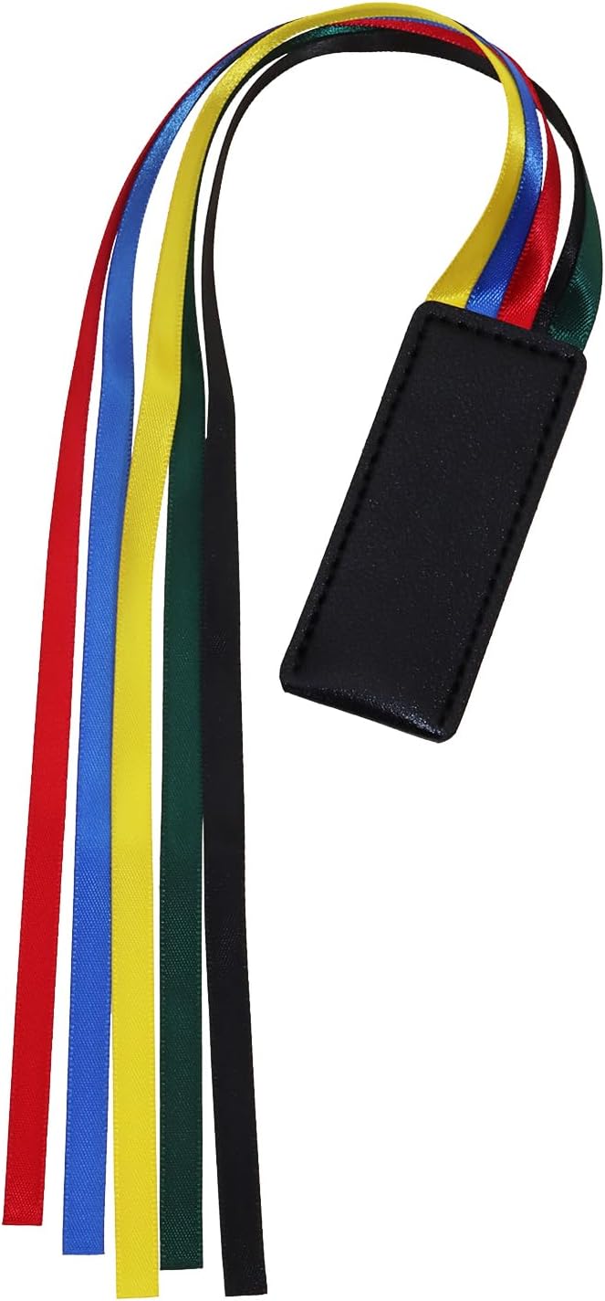 Bible Ribbon Bookmark Artificial Leather Multiple Page Marker with 5 Color Ribbons for Book Lover Reader Teacher Student Christmas Gift (Black)