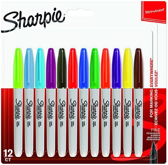 Sharpie Fine Tip Permanent Marker - Assorted Colours (Pack of 12)
