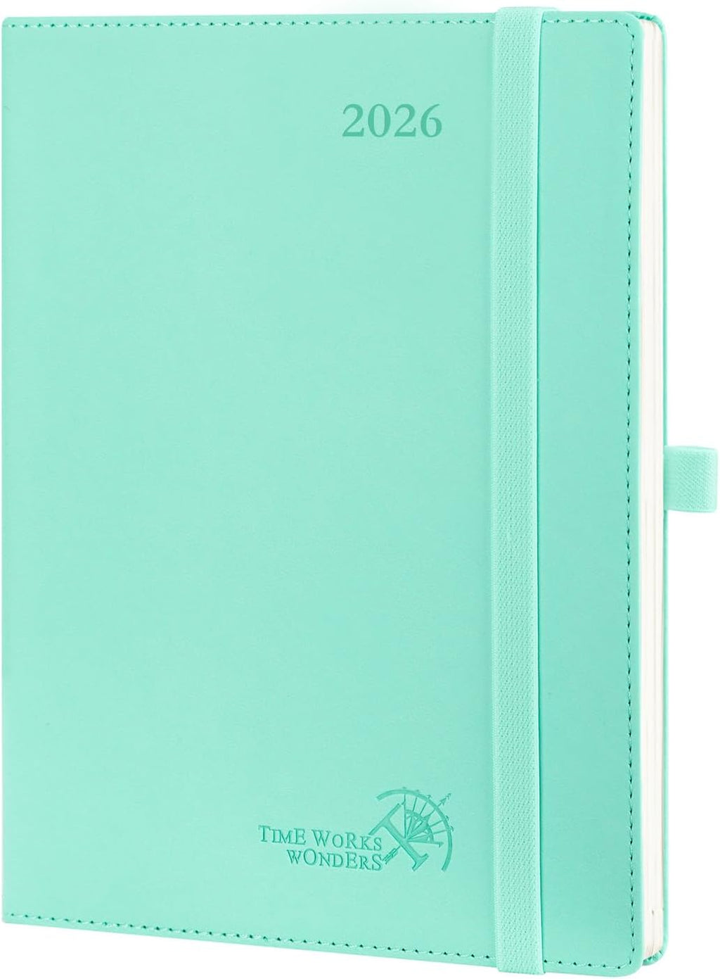 POPRUN 2026 Planner (Medium - 6.5'' x 8.5'') - 2026 Weekly Calendar ((Jan. 2026 - Dec. 2026) with Hourly Time Slots, Weekly/Monthly Appointment Book for Time Management - Leather Soft Cover - Green