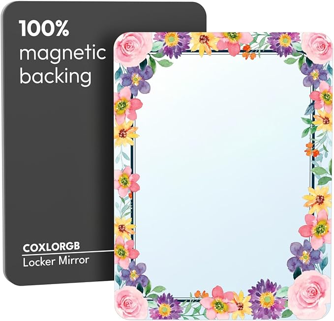 Locker Mirror Magnetic for School and Office, Strong Magnetic Mirror for Locker, Magnetic Locker Mirror with Colorful Design, Locker Accessories, 1 Pack, 5 inxh x 7 inch