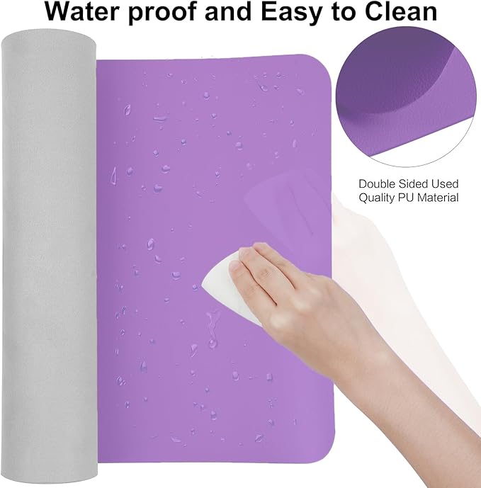 Boutilon Leather Desk Pad 35"x 17" Non-Slip Mouse Pad,Office Desk Mat,Waterprooft PU Leather Desk Blotter,Desk Pad Protector,Desk Writing Pad for Home Office Decor (L-Purple,35"x 17")