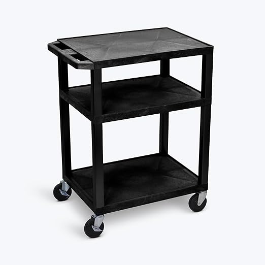 FSE Luxor 373-WT34 34"H AV Cart - Three Shelves - Black Legs