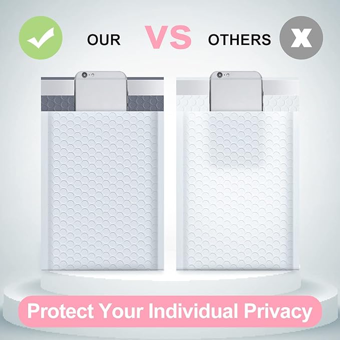 UCGOU Bubble Mailers 8.5x12 Inch White 25 Pack Usable Size 8.5x11 Poly Padded Envelopes #2 Medium Mailing Opaque Packaging Postal Self Seal Waterproof Boutique Shipping Bags for Clothes Makeup