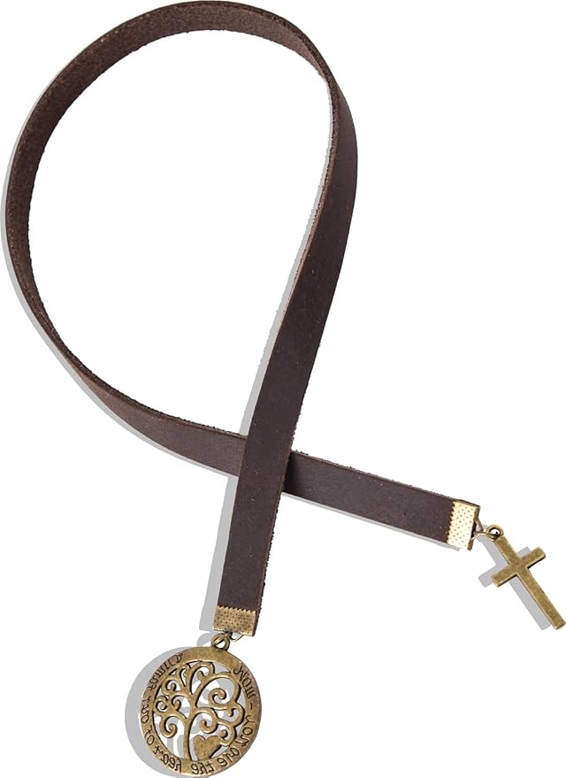 Bookmarks, Handmade Retro Cross Tree of Life Bible Bookmark with Long Leather Straps, Christian Saint Book Mark, Ideal Christian Gift (Style 15)