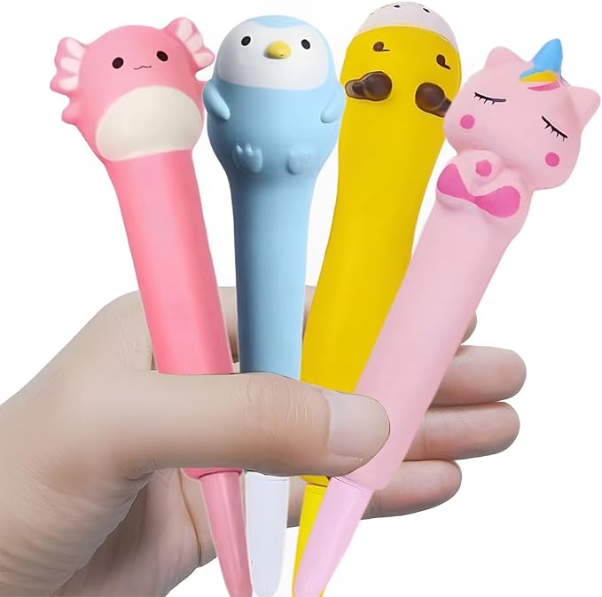 Easter Baskets Kawaii Squishy Pen 4 Pcs Cute & Fun Pens for Stationary & Cool Pens for Teenage Gifts for Tweens Back to School Supplies