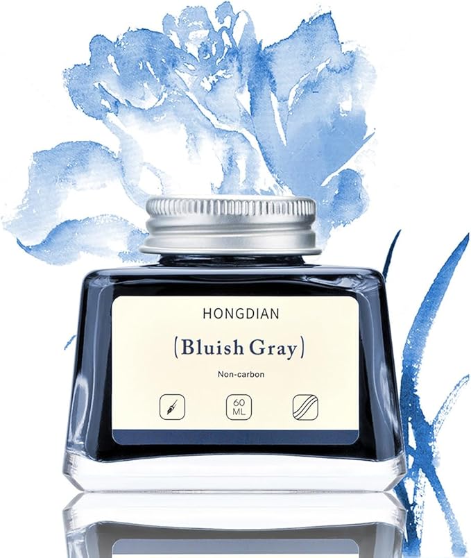 Hongdian Fountain Pen Bottled Ink Bluish Gray, 60ml Fountain Pen Bottled Ink, Non Carbon