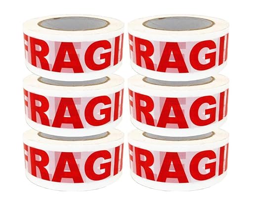 Heavy Duty Packing Fragile Tape for Shipping,Packing and Moving 2" Wide x 2.0 Mil Thick -110 Yrd Roll -Acrylic Adhesive Tape for Box Sealing. (1 Roll, Fragile, 2" Wide x 110 yds)