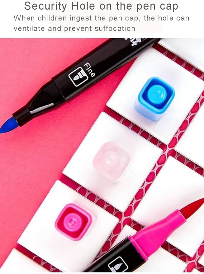 WQIYA Dual Tip Markers for Kids, Washable Art Markers Set with Stand, Portable Box, Gift for Kids (36 Colours)