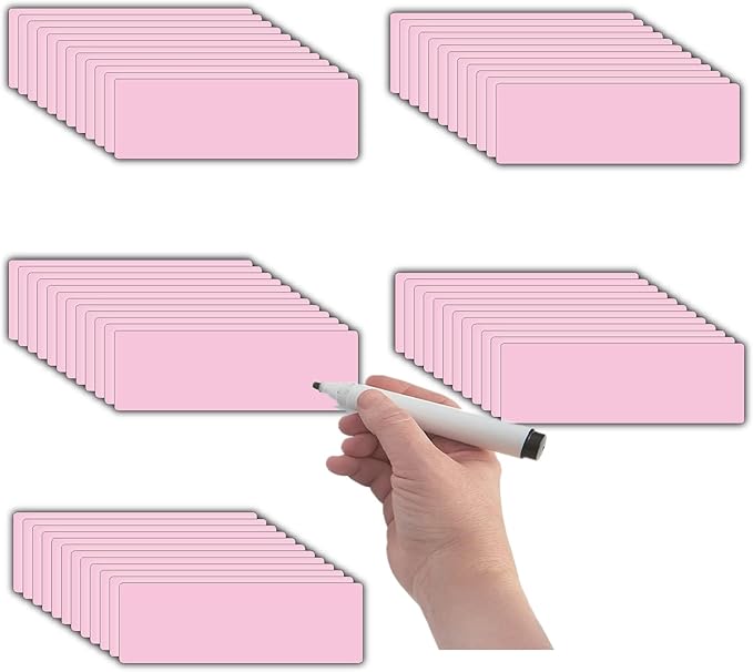 Magnetic Dry Erase Magnets Labels(1x3",Pack of 60),Organizing Schedules in Office/Classroom.Reusable Name Tags on Fridge/White Board,Pastel Colors(Light Pink)