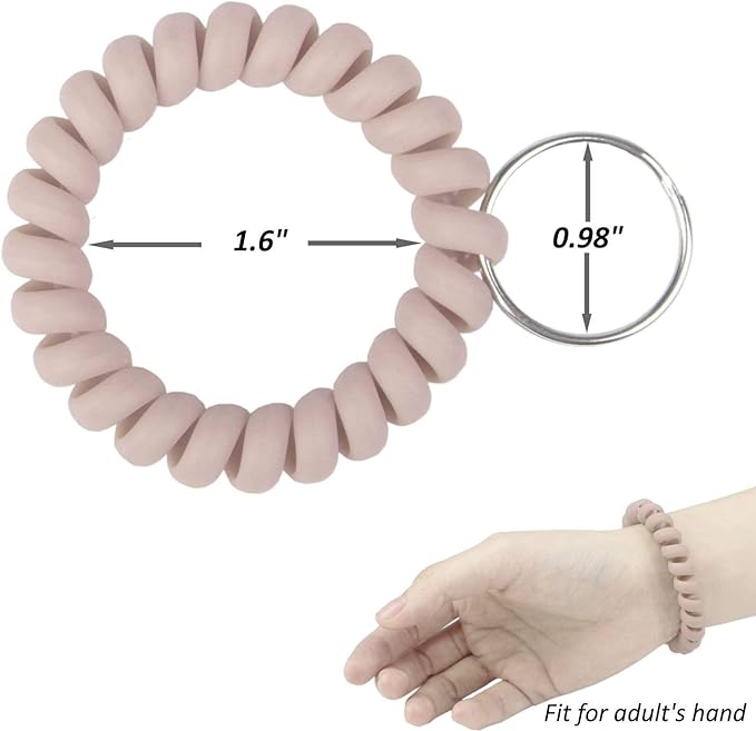 BIHRTC 6Pcs Wrist Coil Keychain Spiral Bracelet Wristband Stretchable Key Holder
