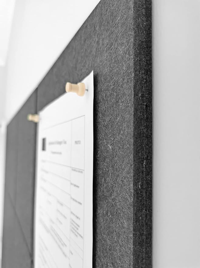 Black Cork Board 47"x35" - 12 Pack Felt Wall Tiles with Safe Removable Adhesive Tabs, Large Cork Board 48 x 36 inches Cork Board for Office Large Cork Boards for Walls 72 x 48 - Gray Black