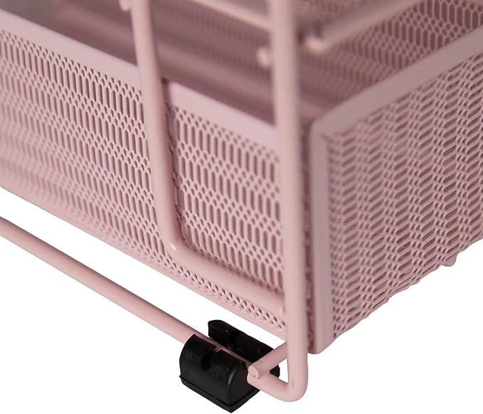 BLU MONACO Pink Workspace Desk Organizer and Accessories Desktop Rack with File sorters and Drawer for Office Supplies, Paper, Device and Folder