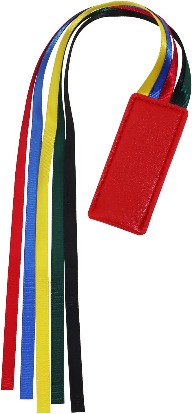 Bible Ribbon Bookmark Artificial Leather Multiple Page Marker with 5 Color Ribbons for Book Lover Reader Teacher Student Christmas Gift (Red)