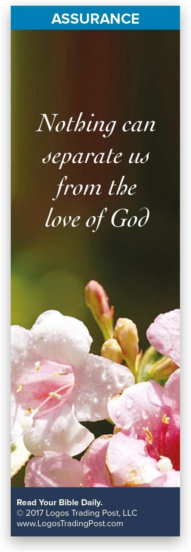 Christian Bookmark with Bible Verse, Pack of 25, Assurance Themed, Nothing Can Separate Us From the Love of God, Romans 8:38-39